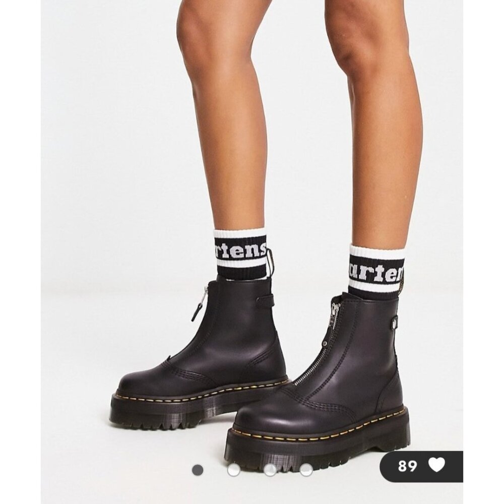 Dr Martens Jetta Quad Zip Platform Boots Black Smooth Leather